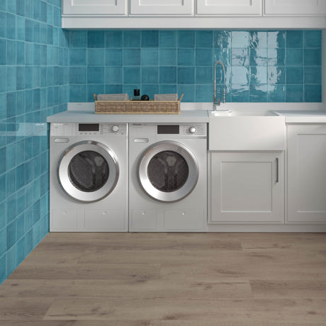 Tabarca Cielo Gloss 150x150mm Large Square Handmade Look Sky Blue Tile