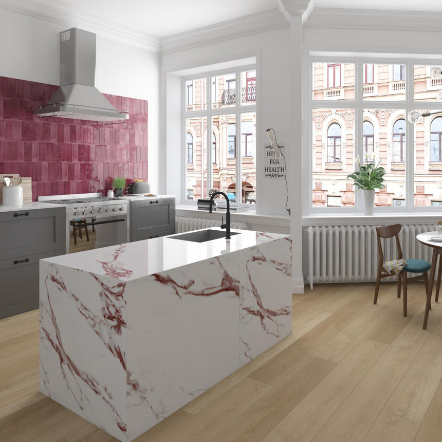 Tabarca Granate Gloss 75x230mm Handmade Look Red Subway Tile