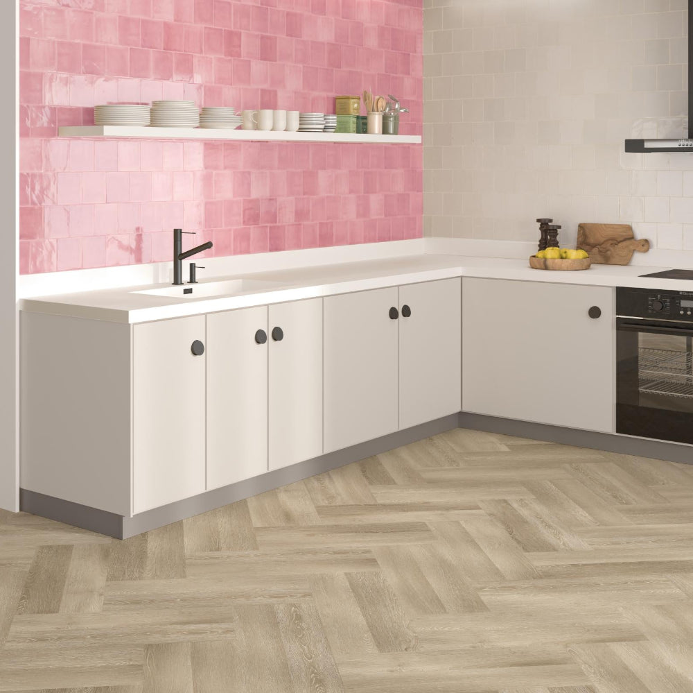 Tabarca Rosa Gloss 150x150mm Large Square Handmade Look Pink Tile