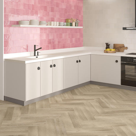 Tabarca Rosa Gloss 150x150mm Large Square Handmade Look Pink Tile