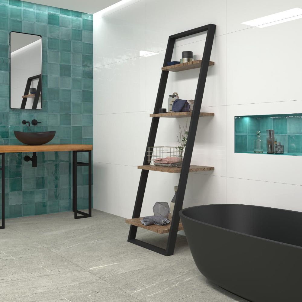 Tabarca Turquesa Gloss 150x150mm Large Square Handmade Look Turquoise Tile