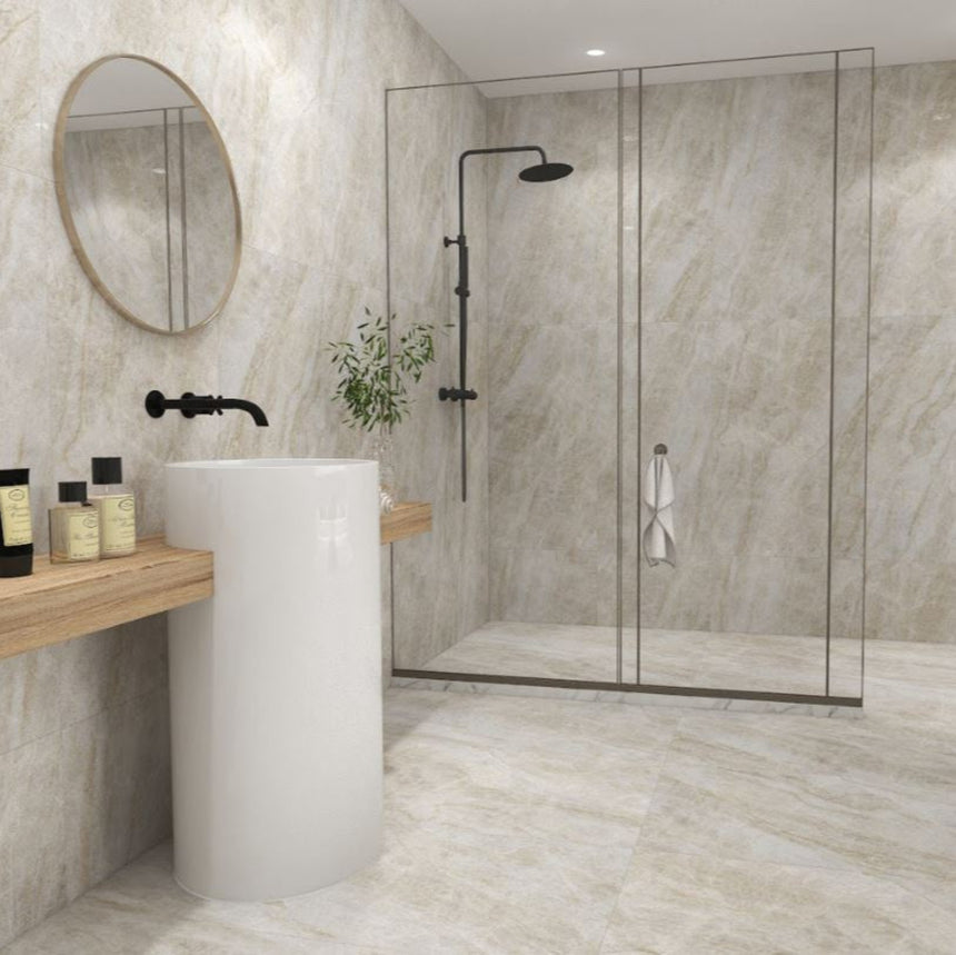 Euromarmo Taj Mahal Polished 600x1200mm Marble Look Tile