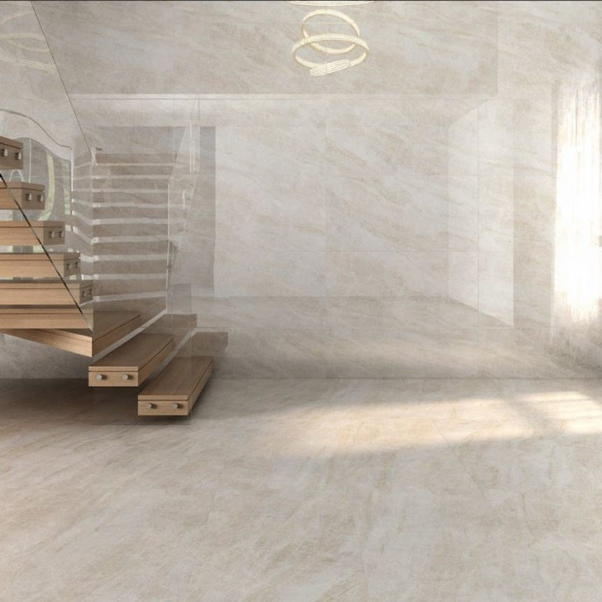 Euromarmo Taj Mahal Polished 600x1200mm Marble Look Tile