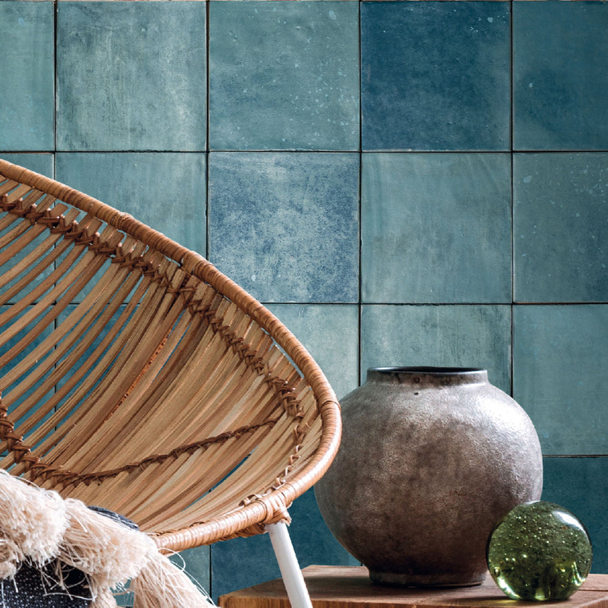 Marlow True Turquoise Matte 115x115mm Encaustic Look Tile