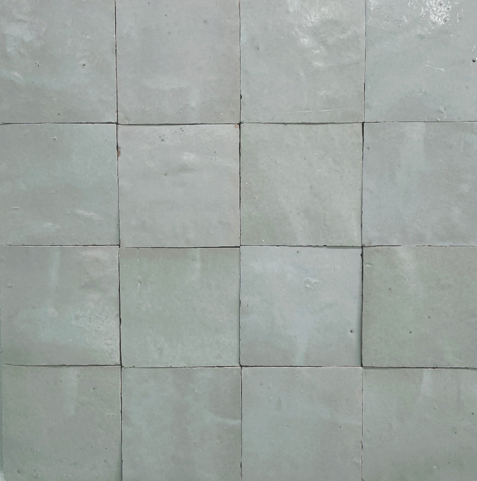 Zellige Vert pale Green 100x100 Terracotta Square Moroccan Handmade Tile