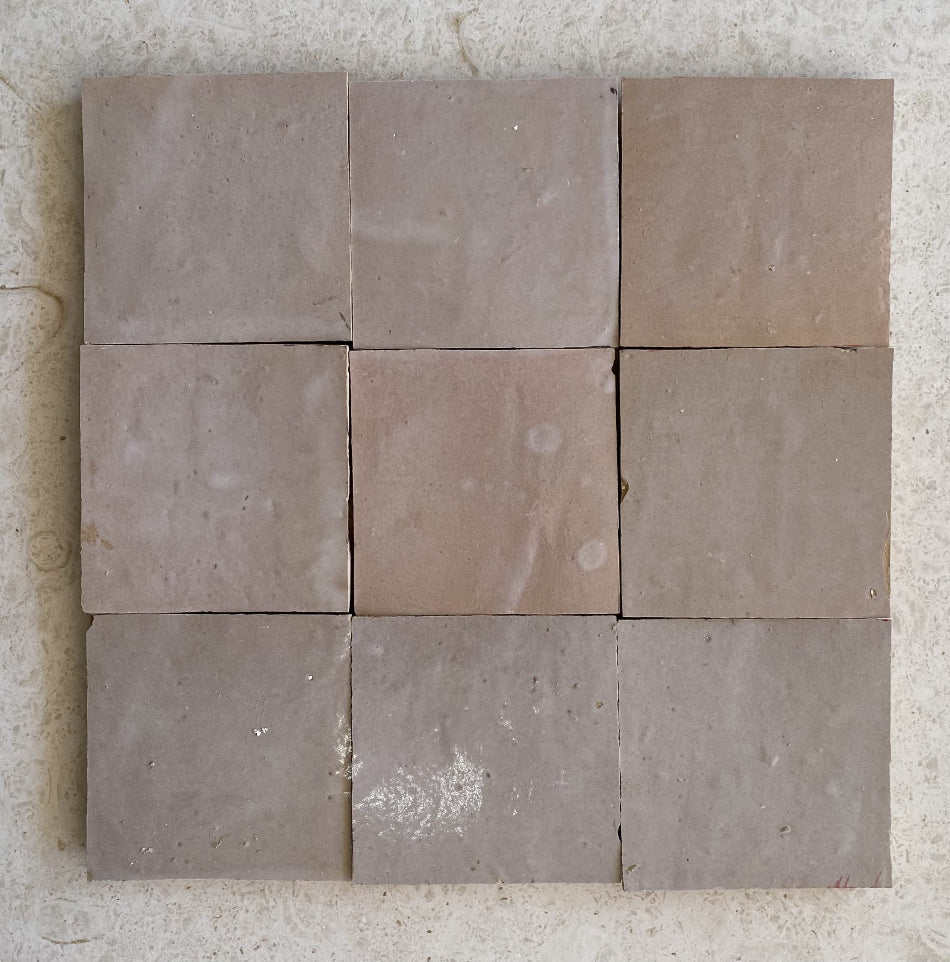 Zellige Beige Clear 100x100 Terracotta Square Moroccan Handmade Tile