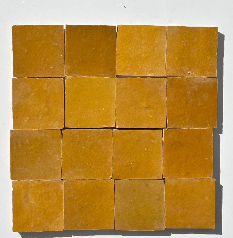 Zellige Caramel 100x100 Teracotta Square Moroccan Handmade Tile