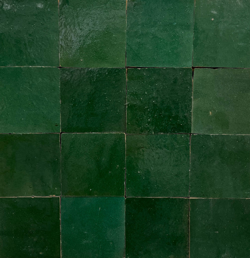 Zellige Emerald 100x100 Terracotta Square Moroccan Handmade Tile