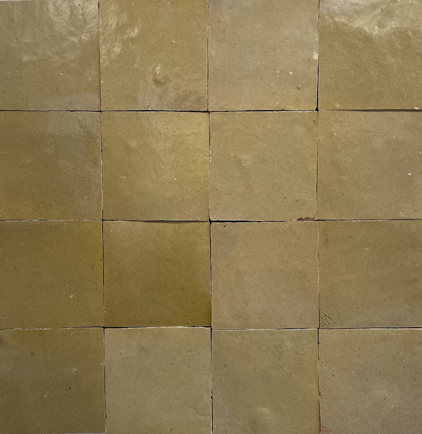 Zellige Jaune Dore 100x100 Terracotta Square Moroccan Handmade