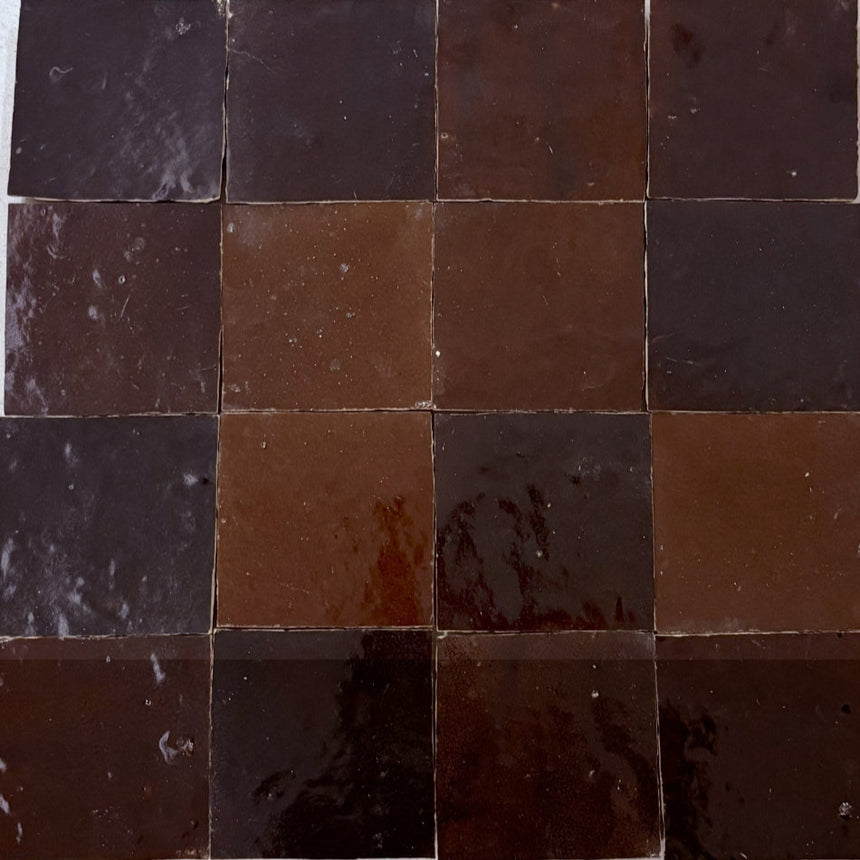 Zellige Marron 100x100 Terracotta Square Moroccan Handmade Tile