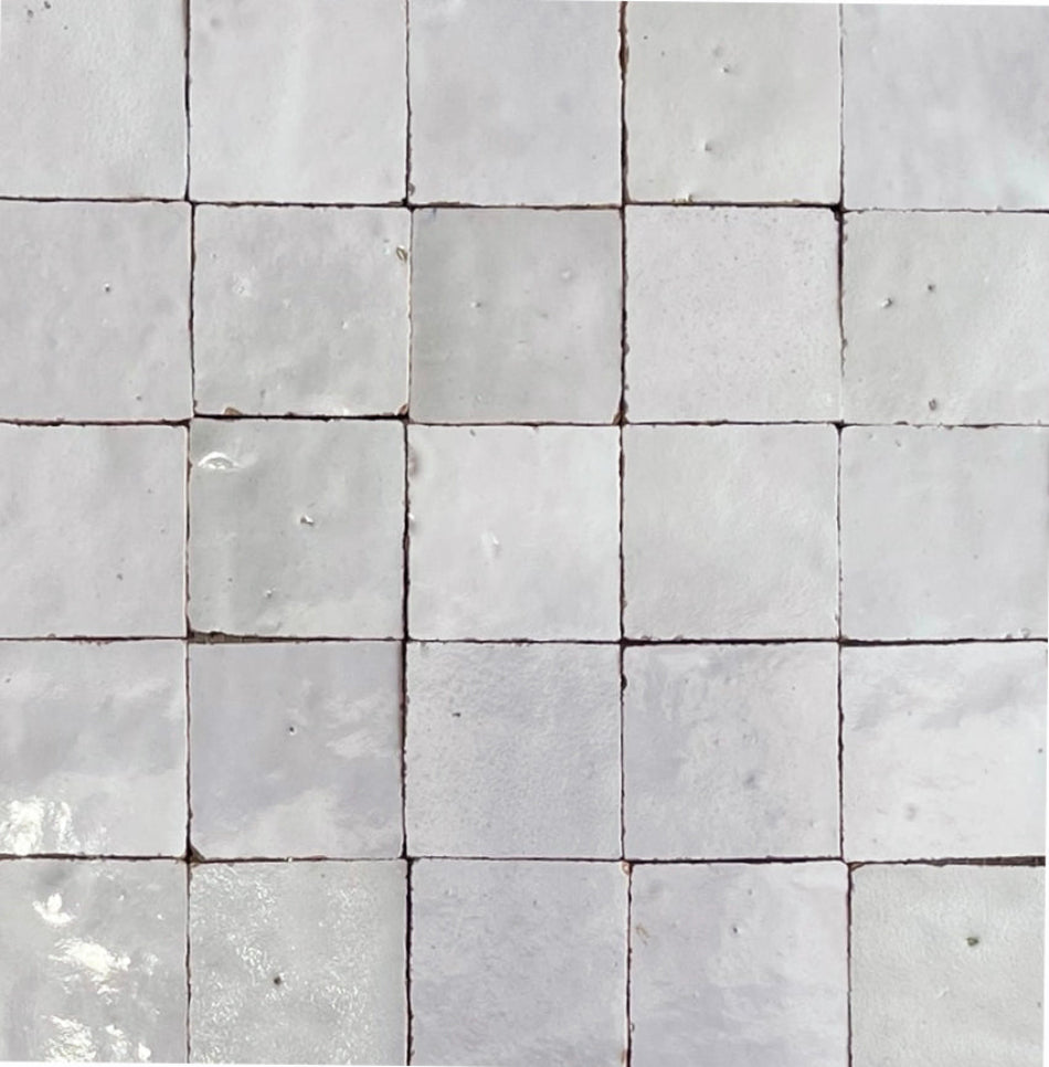 Zellige White Fes 100x100 Terracotta Square Moroccan Handmade Tile