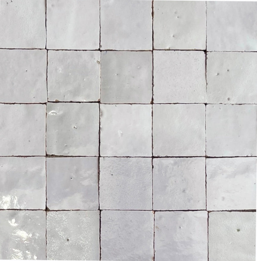Zellige White Fes 100x100 Terracotta Square Moroccan Handmade Tile