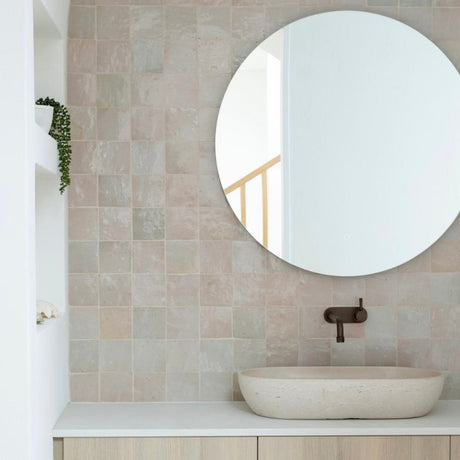 Zellige Gris Rosa 100x100 Terracotta Square Moroccan Handmade Tile