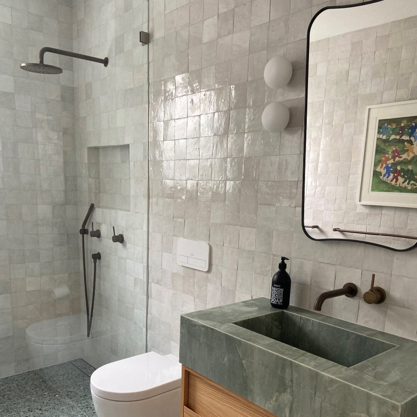 Zellige White Fes 100x100 Terracotta Square Moroccan Handmade Tile