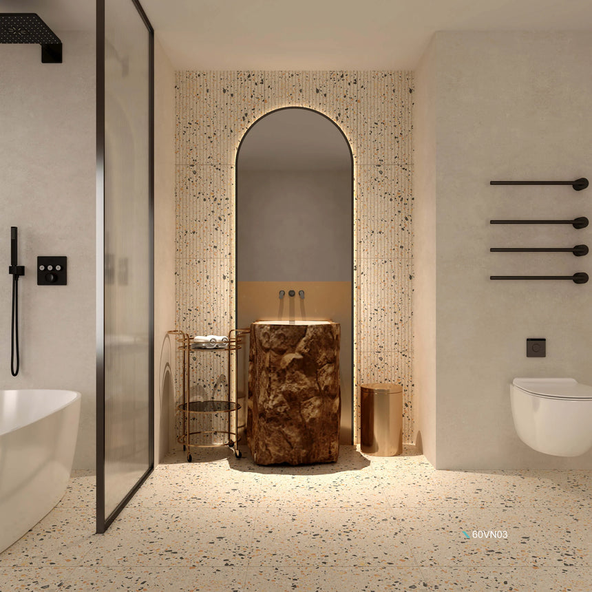 Venice Ivory 600x600mm Matt Terrazzo Look Tile