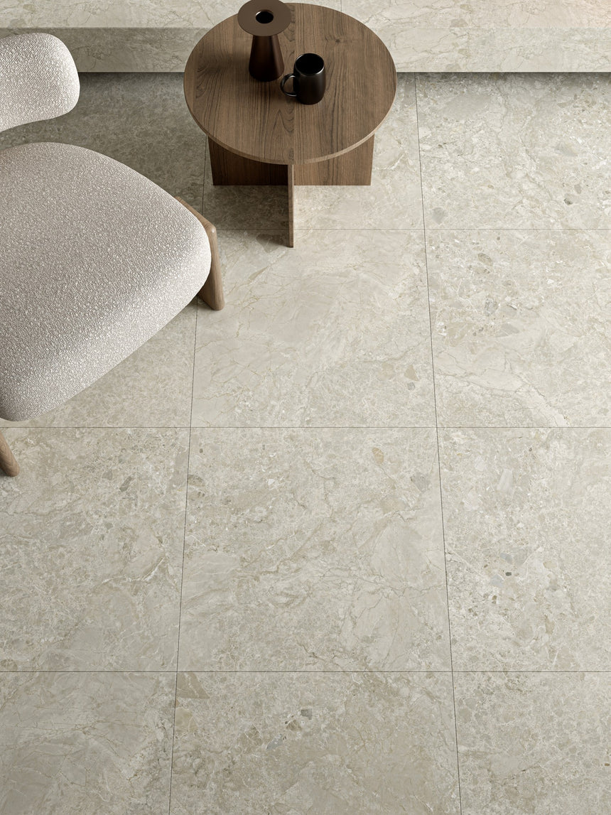 Matera Terra stone look tiles in a room setting