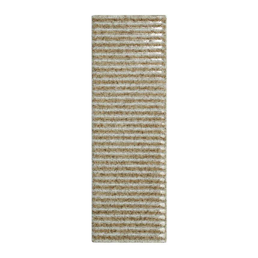 Micare Canale Linen Dark gloss porcelain wall tile, 50x150mm, mineral glaze face 1