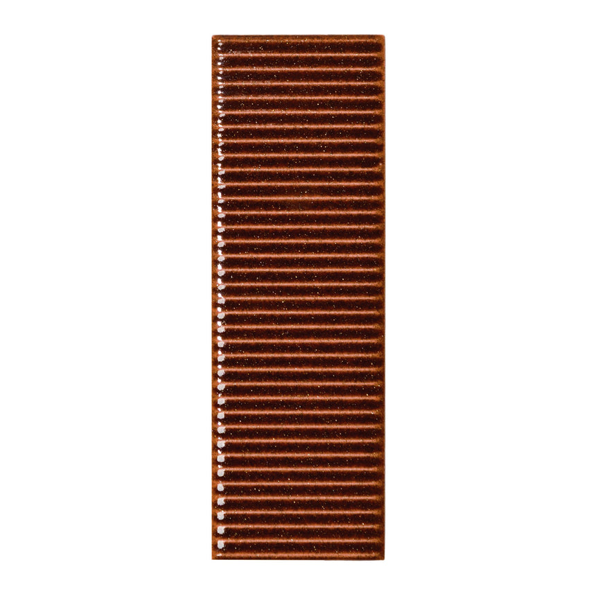 Micare Canale Saffron Dark gloss porcelain wall tile, 50x150mm, mineral glaze face 1