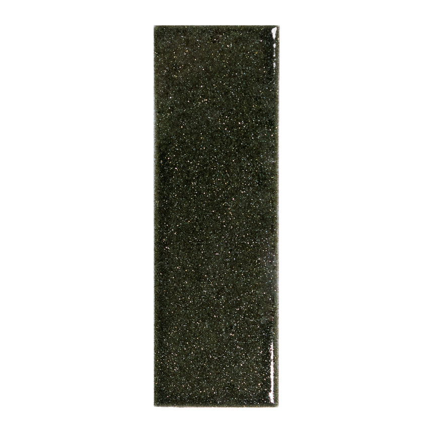 Micare Evergreen Dark gloss porcelain wall tile, 50x150mm, mineral glaze face 1
