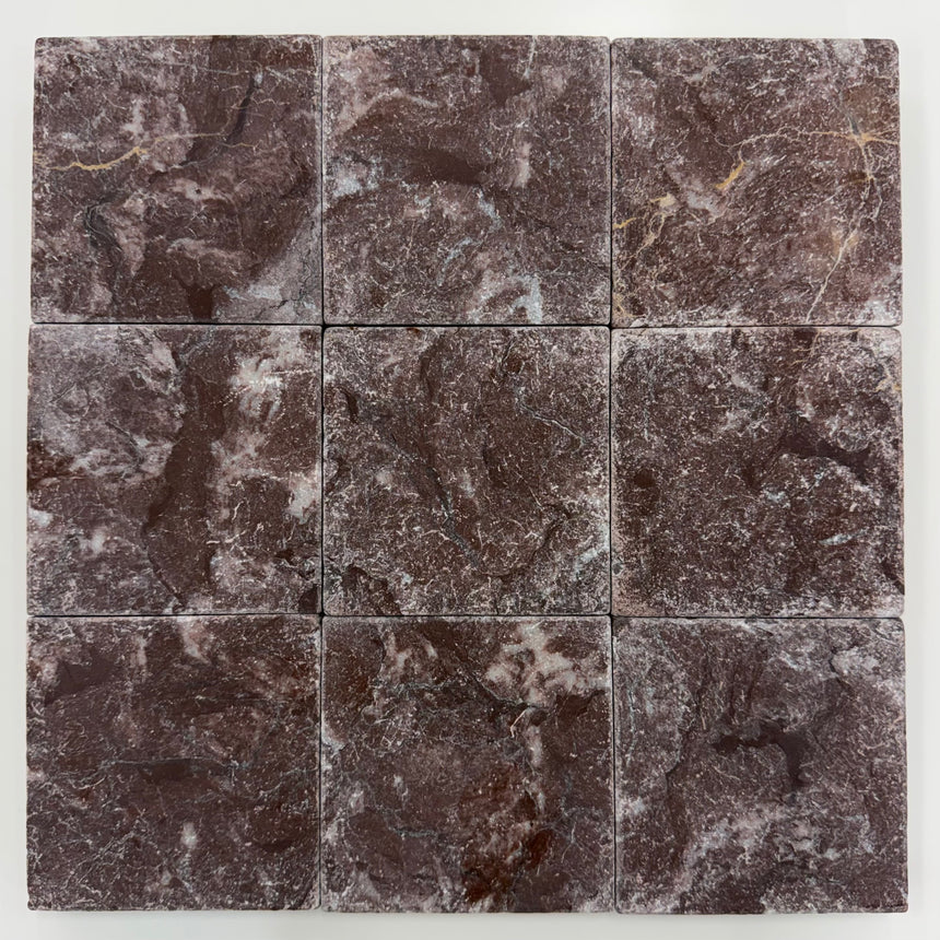 Regal Purple 100x100mm tumbled natural stone — original supplier photograph