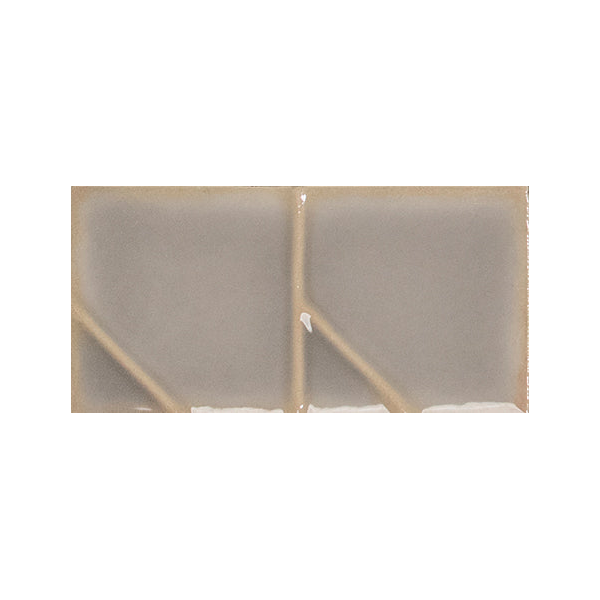 Full Yoko Origami Pewter Gloss Ceramic Wall Tile 62.5x125mm, centred with white margins, one of eight mixed relief patterns