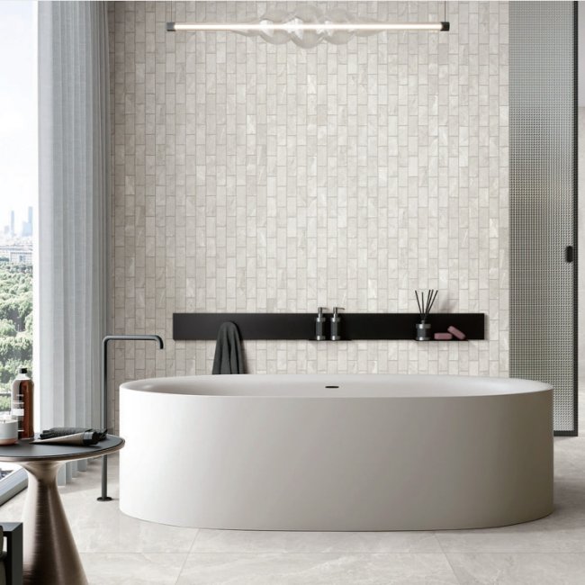 Capri 29.9x30.5 Mosaic Tumbled Edge Salt