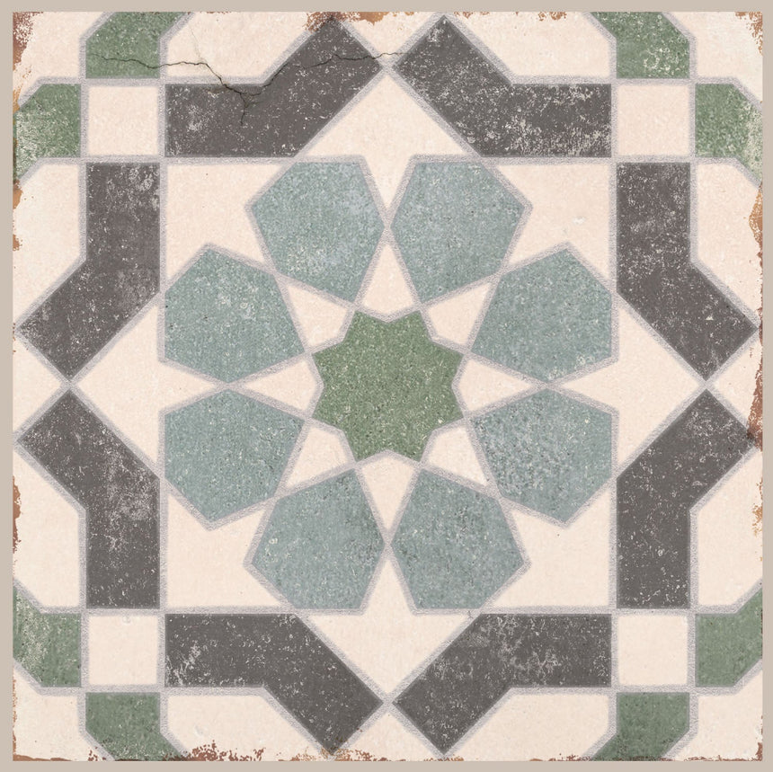 Alhambra Layla Matt 200x200mm Decorative Encaustic Look Porcelain Tile