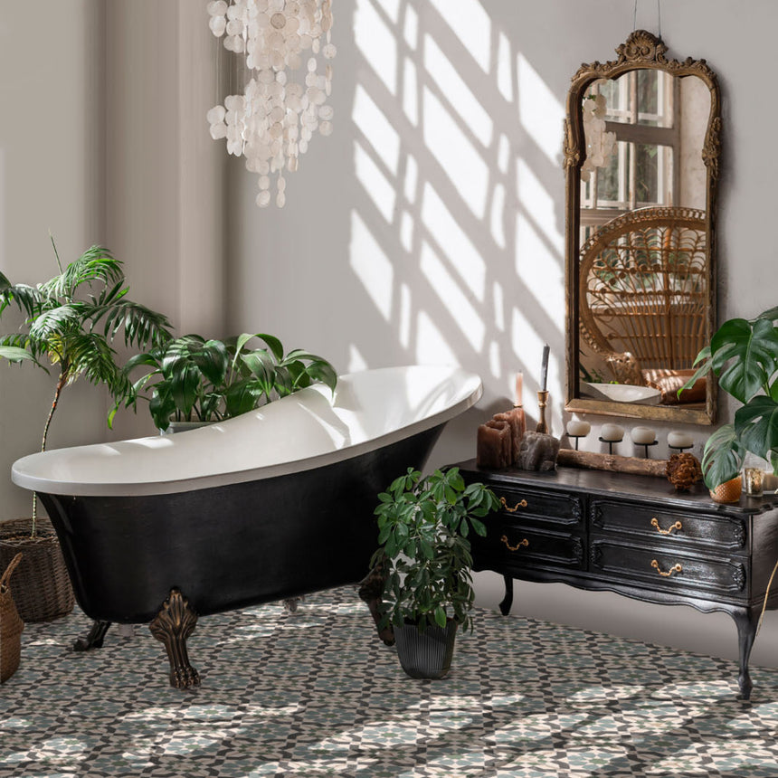 Alhambra Layla Matt 200x200mm Decorative Encaustic Look Porcelain Tile