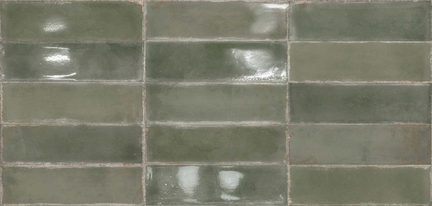 Atlantique Olive Gloss 69x240mm Handmade Look Green Subway Tile