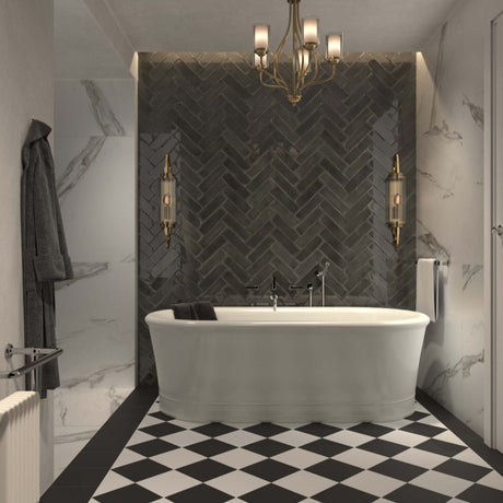 Atlantique Charbon Gloss 69x240mm Handmade Look Charcoal Subway Tile