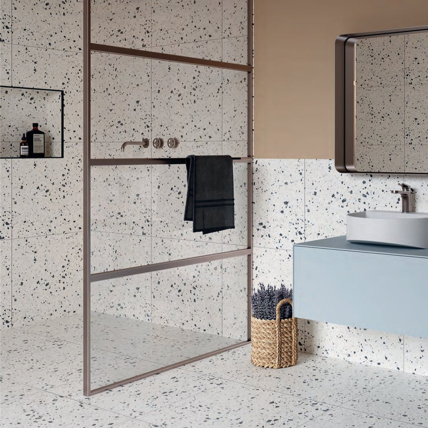 Venice Silver 600x600mm Matt Terrazzo Look Tile