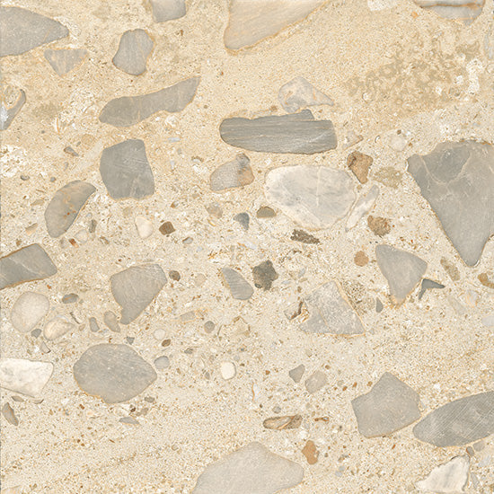 Ciottoli Sassi Beige Lappato Rectified 604x604mm Italian Stone Look Porcelain Tile