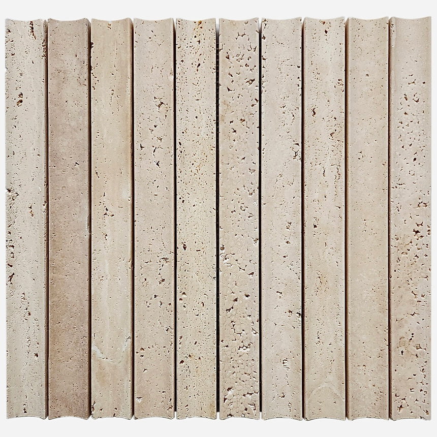 Rome Natural Travertine Mosaic Tile Concave Honed 300x314