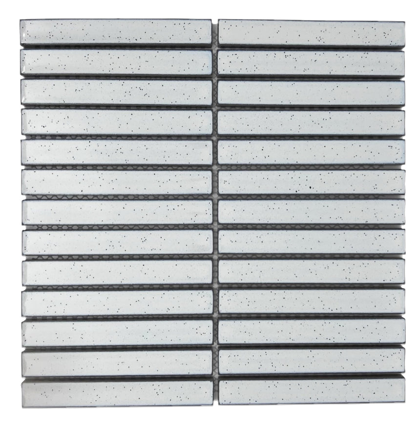 Concave Cool White Stack Mosaic Tile Gloss 299x296