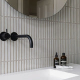 Concave Cool White Stack Mosaic Tile Gloss 299x296