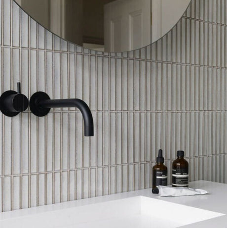 Concave Cool White Stack Mosaic Tile Gloss 299x296