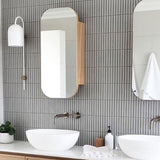Concave Light Grey Stack Mosaic Tile Gloss 296x299