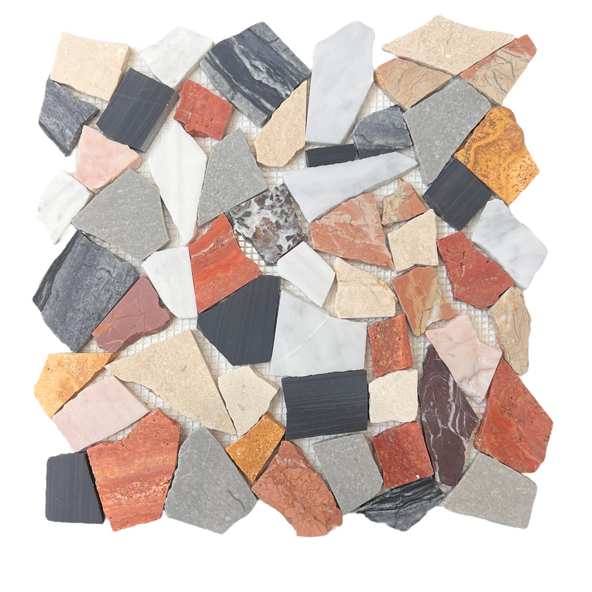 Crazy Mix Tumbled Natural Marble Mosaic Sample