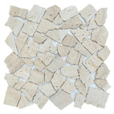 Rome Natural Travertine Crazy Paving Mosaic Tile Honed 305x305