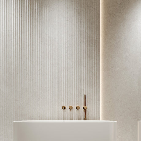 Crema Marfil 600x1200 Silktec Bianco 3D Feature Marble Look Tile