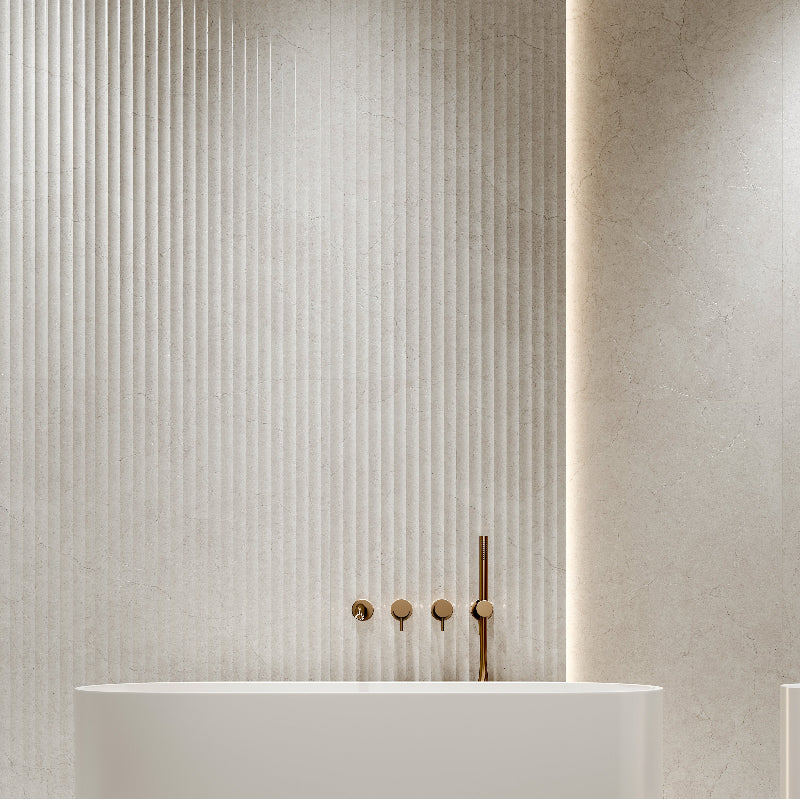 Crema Marfil 600x1200 Silktec Bianco 3D Feature Marble Look Tile