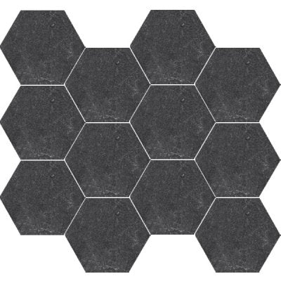 Enzo Coal SurfaceTec® Hexagon Mosaic 265x305mm Anti-Slip Stone Look Porcelain Tile