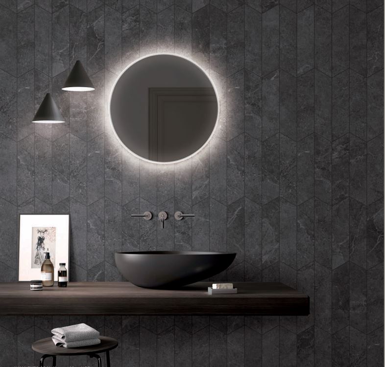 Enzo Coal SurfaceTec® Chevron 266x73mm Anti-Slip Stone Look Porcelain Tile