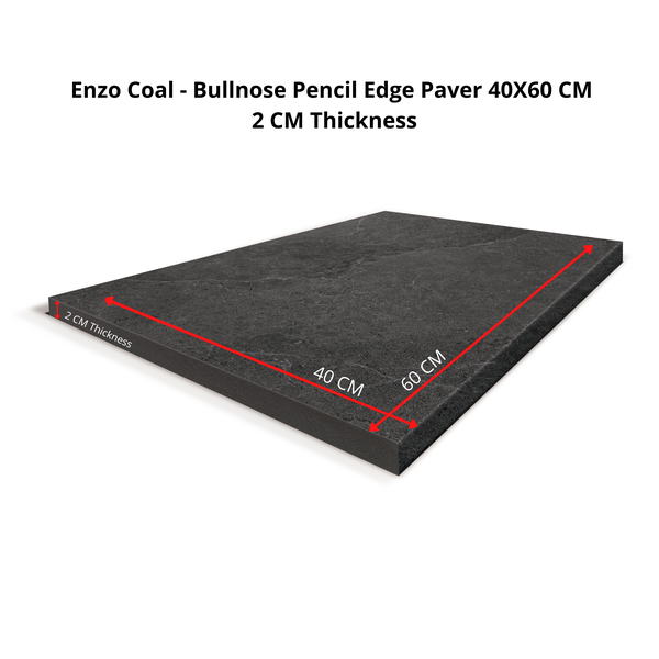 Enzo Coal Bullnose Pencil Edge 400x600mm Anti-Slip Stone Look Porcelain Tile