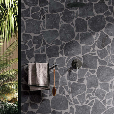 Enzo Coal SurfaceTec® Set Crazy Pave Anti-Slip Stone Look Porcelain Tile