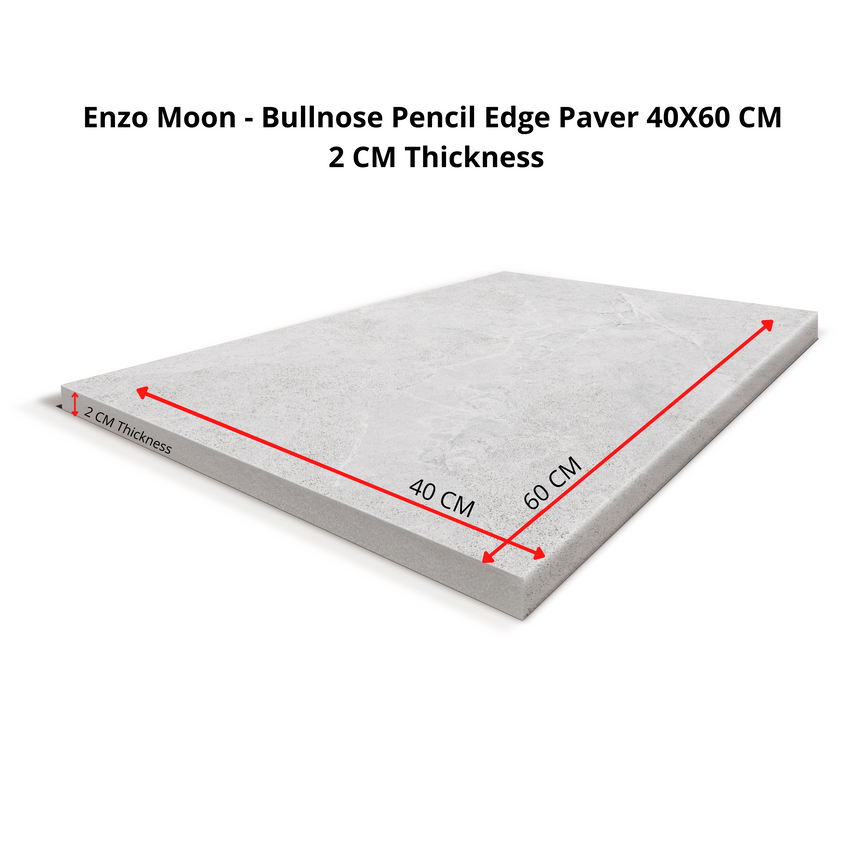 Enzo Moon Bullnose Pencil Edge Moon 600x400mm Anti-Slip Stone Look Porcelain Tile