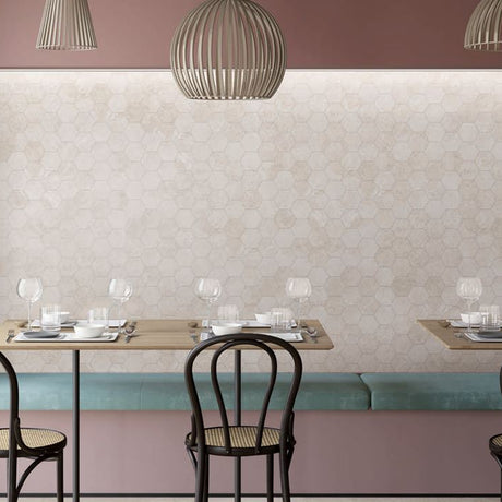 Enzo Sand SurfaceTec® Hexagon Mosaic 265x305mm Anti-Slip Stone Look Porcelain Tile