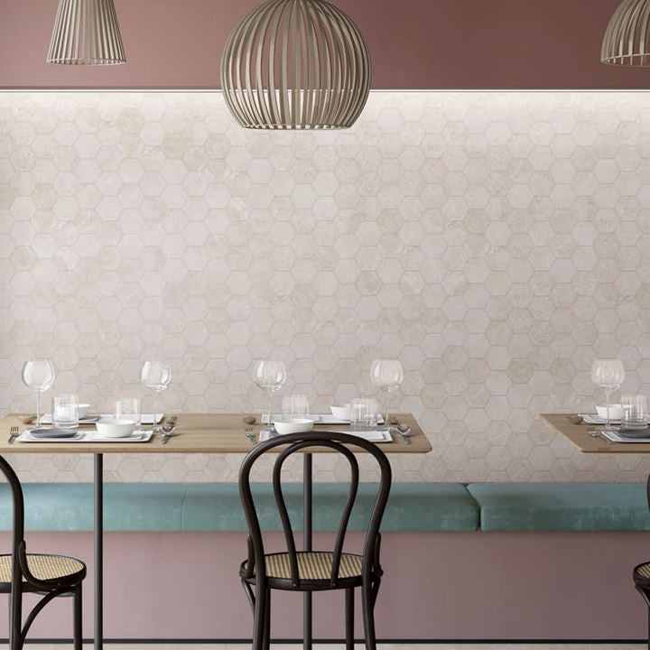 Enzo Sand SurfaceTec® Hexagon Mosaic 265x305mm Anti-Slip Stone Look Porcelain Tile