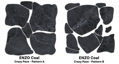 Enzo Coal SurfaceTec® Set Crazy Pave Anti-Slip Stone Look Porcelain Tile