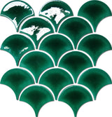 Fishscale Deep Green Crackle Mosaic Gloss Tile 259x273